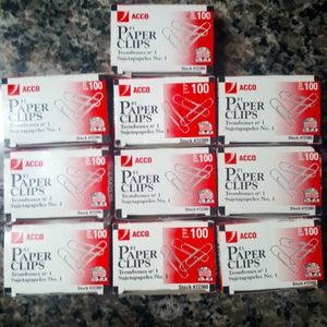 ACCO paper clips each 100 count lot of 10 packs new in box